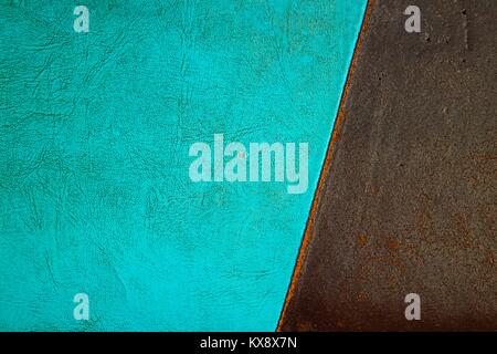 Weathered blue and turquoise leather/ vinyl background. Stock Photo