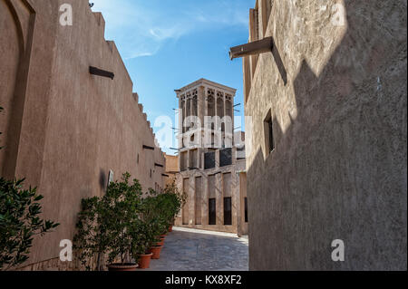 Classical wind tower for cooling in old Dubai, United Arab Emirates Stock Photo