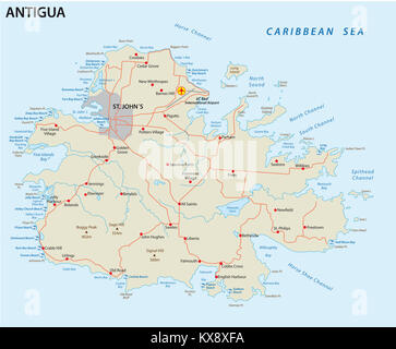 Map of Antigua. Antigua Island Map. Flag of Antigua maps territory ...