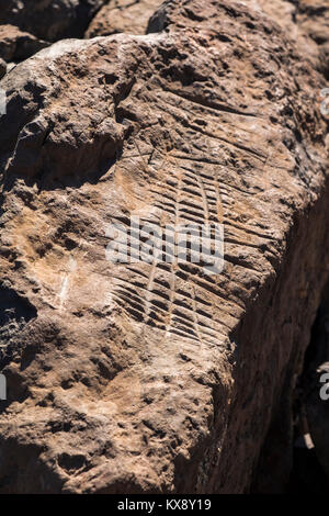 Ancient Guanche rock markings along the route from Aldea Blanca to San Miguel, archeological site, Tenerife, Canary Islands, Spain Stock Photo