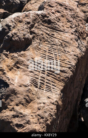 Ancient Guanche rock markings along the route from Aldea Blanca to San Miguel, archeological site, Tenerife, Canary Islands, Spain Stock Photo