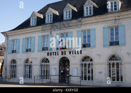 Hotel de Ville de Gan a commune situated south of Pau, with its typical Béarnaise architecture, Pyrenees Atlantiques, France Stock Photo