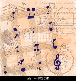 Vintage background with musical notes Stock Vector