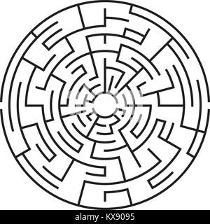 Circular maze isolated on white background. Medium complexity Stock Vector