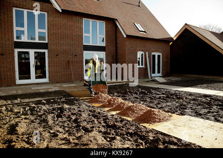 Construction of new homes on a development near Gatwick Airport, Horley, Surrey. Stock Photo