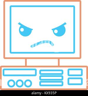 color line angry and cute computer technology kawaii Stock Vector