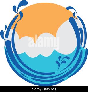 landscape sky and wave with splashes Stock Vector