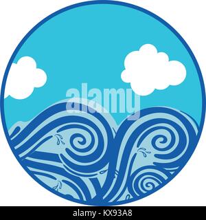landscape sky and wave with splashes Stock Vector