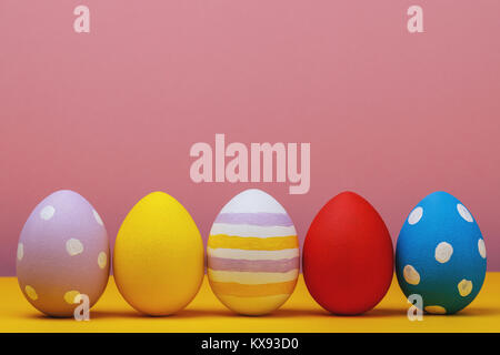 Multicolored easter eggs with space for text, close-up Stock Photo