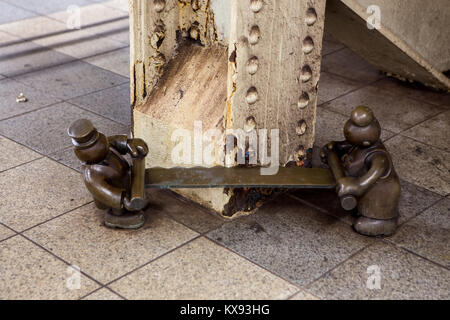 'Life Underground' is a permanent public artwork created by sculptor Otterness for the 14th Street – Eighth Avenue station of NY subway Stock Photo