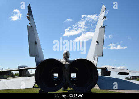 A Mig-31 fighter on display in the Togliatti museum of technics, oblast of Samara. Stock Photo