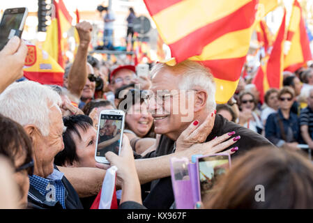 Anti independance supporters stage a motorcade in Barcelona, Spain. October 28. 2017 Stock Photo