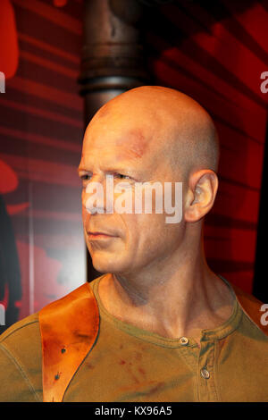 London, - United Kingdom, 08, July 2014. Madame Tussauds in London. Waxwork statue of Bruce Willis. Stock Photo