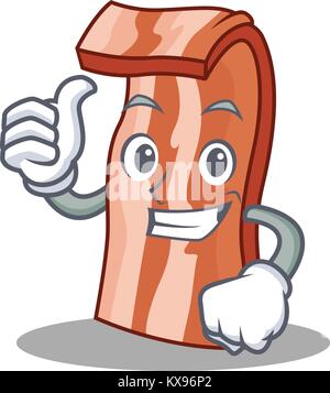 Thumbs up bacon character cartoon style Stock Vector
