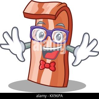 Geek bacon character cartoon style Stock Vector
