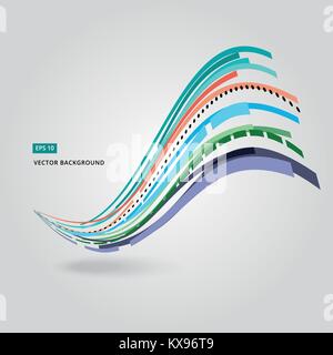 Multi-color curve line abstraction vector illustration on white background Stock Vector