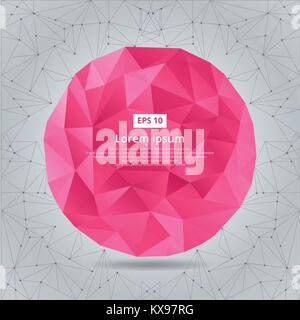 Abstract low polygonal circles. Geometric pink. Vector background Stock Vector