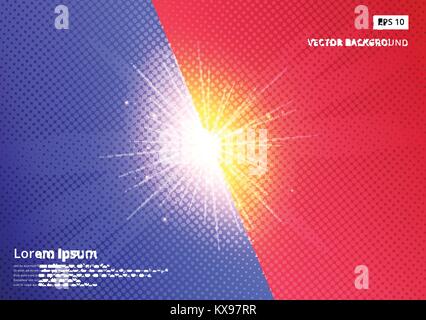Blue and red halftone vector background image With the sparkling out Stock Vector