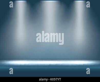 Stage with spotlight shining from above vector background Stock Vector