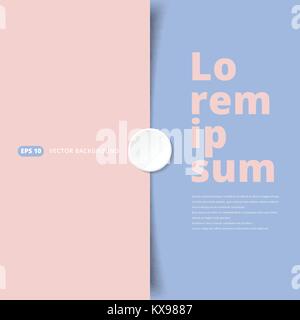 Pink and Blue pastel paper overlap covered with white circle stickers. vector illustration background with copy space Stock Vector