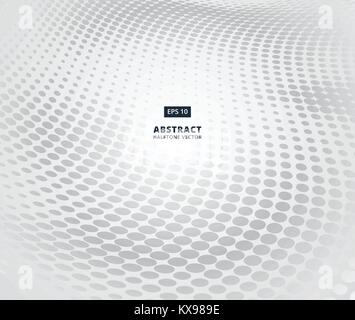 Grey ellipse halftone pattern in perspective on white background for abstract background concept vector Stock Vector