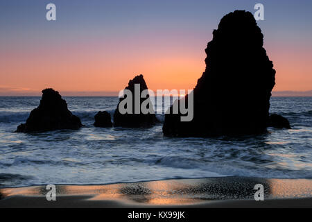 Sea Stacks Sunset at Rodeo Beach. Stock Photo