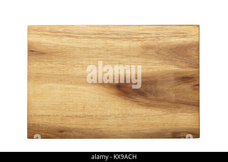 new rectangular wooden cutting board, top view, isolated Stock Photo