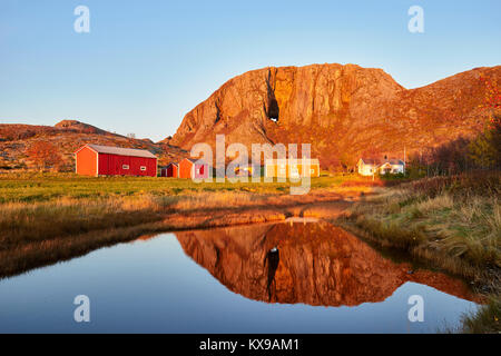 Torghatten, Torget, Bronnoy, Nordland, Norway.  A granite mountain with a hole or natural tunnel through the centre Stock Photo