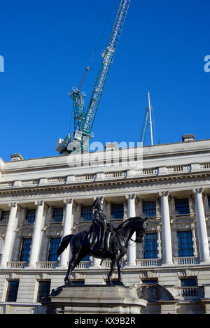 Old War Office Building London redevelopment to luxury hotel & residence operated by Raffles the group’s first property in the UK. Construction cranes Stock Photo