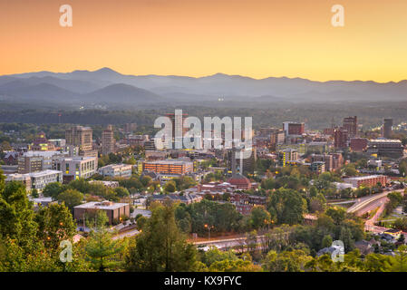 Asheville, North Carolina, USA downtown skyline at dusk. Stock Photo