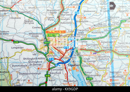 Road Map Of Exeter Devon England Kx9gdp 