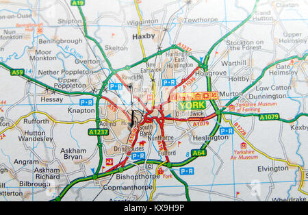 Road Map Of York England Kx9h9p 