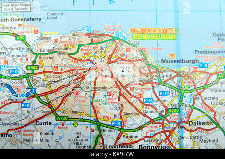 Road Map of Edinburgh, Scotland Stock Photo - Alamy