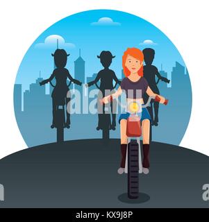 biker culture bikers riding motorbikes  Stock Vector