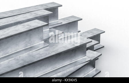steel metal beam on white background 3d rendering image Stock Photo