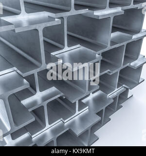 steel metal beam on white background 3d rendering image Stock Photo