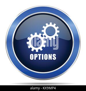 Options vector icon. Modern design blue silver metallic glossy web and mobile applications button in eps 10 Stock Vector