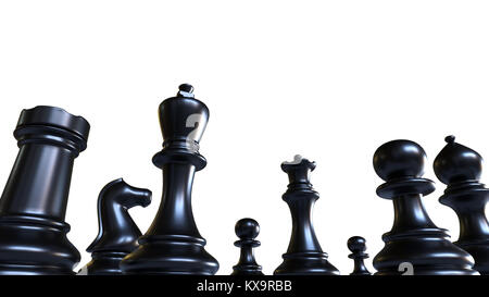 chess pieces, black game figures, isolated on white background Stock Photo