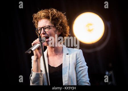 The popular and award-winning Danish singer and songwriter Marie Key performs a live concert at the Danish music festival Skanderborg Festival 2014 / Smukfest. Denmark 06/08 2014. Stock Photo