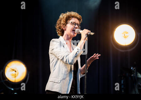 The popular and award-winning Danish singer and songwriter Marie Key performs a live concert at the Danish music festival Skanderborg Festival 2014 / Smukfest. Denmark 06/08 2014. Stock Photo