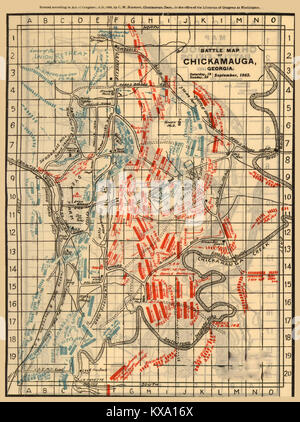 Battle map of Chickamauga Stock Photo