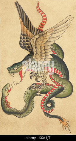 Dragon and Snake Tattoo (Inspired by Japanese Examples) Stock Photo