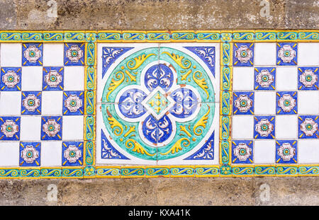colored ceramic tiles in Caltagirone, sicily, italy Stock Photo