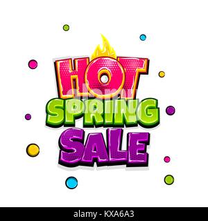 Comic text advertise glosssy spring sale Stock Vector