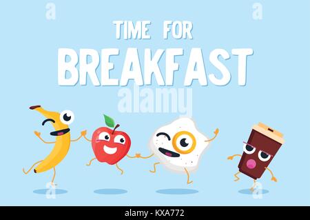 Time for breakfast - modern vector colorful illustration Stock Vector
