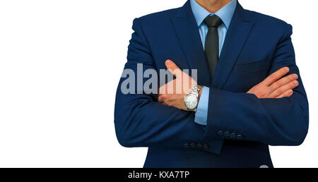 man in suit crossing his arms on chest Stock Photo