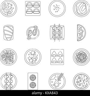 Japan food icons set, outline style Stock Vector