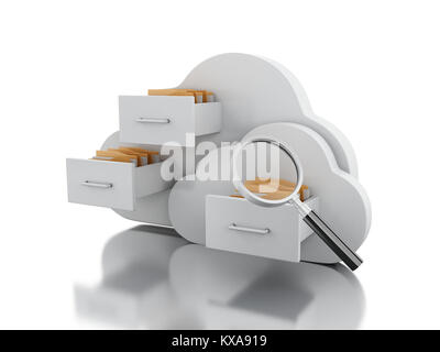 3d renderer image. File storage in cloud. Cloud computing concept ...