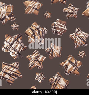 Seamless texture of cookies decorated with white and black chocolate Stock Photo