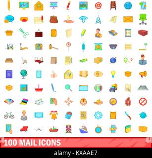 100 mail icons set, cartoon style Stock Vector Image & Art - Alamy